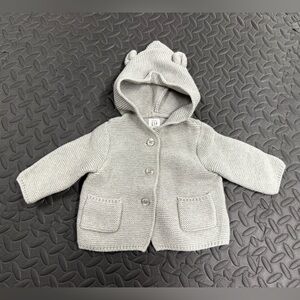 GAP Light Gray Hooded Knit Sweater for Kids